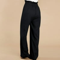 Široke hlače u donjem rublju za žene u donjem rublju, ženske Ležerne jednobojne Pamučne lanene hlače s elastičnim