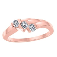 AONEJEWELRY 0. CT. TTW kanal Set Diamond ručno izrađeni dizajnerski prsten u 10k ružičastom zlatu