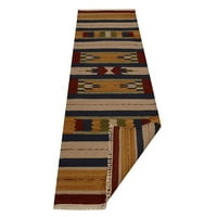 Prostirka tepiha ručno tkana ravna tkanja kilim, suvremeni vuneni trkač prostirka, višebojan, 2'6''x6 '