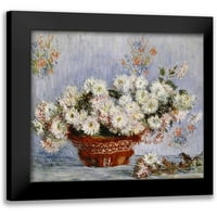 Monet, Claude Black uokvirena suvremena muzejska umjetnička gravura pod nazivom krizanteme