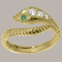 Britanci su napravili 9k žuto zlato kubična cirkonija i prirodni smaragdni prsten Ženski pojas prsten - Veličina