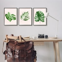 Stupell Industries Boho Palm Liet preko ružičastih modernih tropskih biljaka Grafička umjetnost Black Framed Art