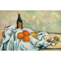 Cezanne, Paul Black Modern Framed muzejski umjetnički tisak pod nazivom - Boca i voće