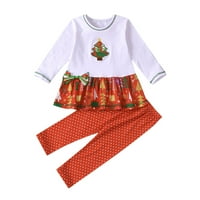 Božićni pokloni, jesen / zima Božićni set odjeće za djevojčice, vrhovi dugih rukava, hlače, odjeća, odijelo, odjeća