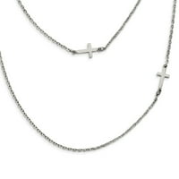 Višeslojna bočna križna ogrlica od nehrđajućeg čelika; kopča od jastoga; za odrasle i tinejdžere; za žene i muškarce