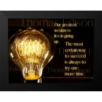 Umjetnički citati uokvirena Crna suvremena muzejska umjetnička gravura pod naslovom citat Thomasa Edisona: najveća