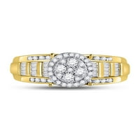 Zlatna zvijezda 10kt žuto zlato okrugli dijamantni grupni vjenčani zaručnički prsten CTTW