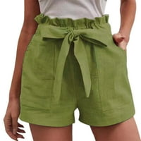 Ženske casual kratke hlače, udobne ljetne kratke hlače s elastičnim pojasom na vezanje i džepovima, široke pamučne