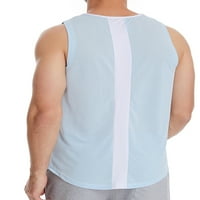 Binwwede muški ledeni svileni prsluk, bez rukava, okrugli vrat vitki fit kontrast u boji Sportski fitnes donji