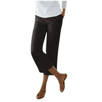 Ženske Ležerne rastezljive prozračne hlače s džepovima, široke pamučne hlače u struku, ljetne