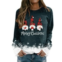 Ženski Božićni top s printom božićna ležerna bluza dugih rukava Temperamentni pulover dukserice bez kapuljače
