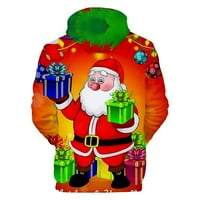 Cotonie pulover kapuljača za muškarce casual božićni 3D grafički sportski pulover dukserica dugih rukava svečani