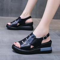 Lydiaunistar sandale za žene odjevene ljetne dame otvoreni nožni prst retro klinaste cipele crne 6
