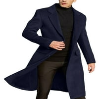 Muški trenč kaput u boji, jednobojna gornja odjeća, jakna s reverom, labavi kroj, poslovni kaput s dugim rukavima,