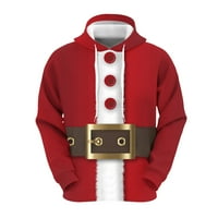 Muške božićne majice s printom Djeda Mraza, bluza s kapuljačom s džepom na kravatu, dukserica s kapuljačom s patentnim