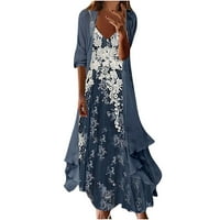 Ženski ljetni ogrtač s dugim rukavima + dvodijelna haljina duga haljina Maksi haljina za plažu 96 94488246