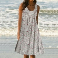 Drpgunly haljine za žene casual print bez rukava labava plus plaža plaža ljetna maxi haljina dame ljetne haljine