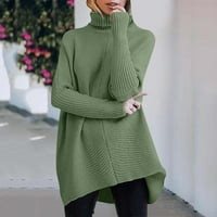 Entyinea zimska pletiva ženke dugih rukava pleteni vrhovi posada vrat preveliki džemper pulover zelena m