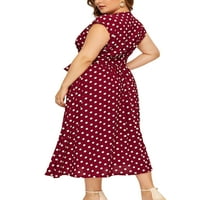Ladies Summer Maxi haljine v Neck Long Haljina plus size Sundress Prevelike partijale Rose Red XL