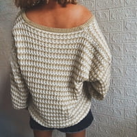 Adfiicd džemperi za žene ženski v vrat čipka dugih rukava rebrasti pleteni džemper solidne boje pulover vrhovi