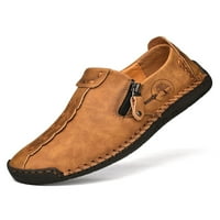 Muškarci Loafers Zipper Flats Business casual cipele muške rezistentne haljine za cipele za cipele na mokasin