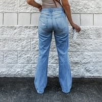 Ženske traperice visokog struka široke ravne traper modne hlače