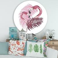 DesignArt 'Pink Flamingo u tropskom ljetu II' Tropskog kruga metal zida - disk od 36