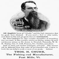 Štapovi za ribolov, 1890. Portret Thomasa Chubba, Proizvođača Ribolovnih Štapova. Oglas u američkom časopisu,