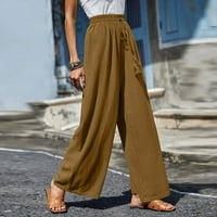 Jsaierl Womens plus pamučne hlače od pamučnih lanenih hlača Summer Visoki struk Casual Floy StringString Comfy