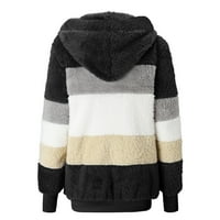 MLQIDK džemperi za žene, ženske kapuljače u boji Blok kardigan kaputa pahuljasta šerpa, vanjska odjeća s džepovima