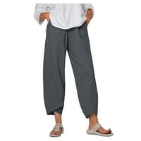 Ženske hlače Ležerne hlače s džepovima i labavim strukom, jednobojne rastezljive rastezljive hlače