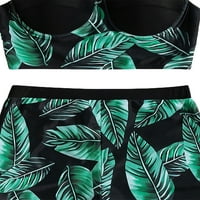 Ženski Tankini kupaći kostimi s printom lišća, vrhovi Bez rukava i Podstavljene kratke hlače, donji dio bikinija