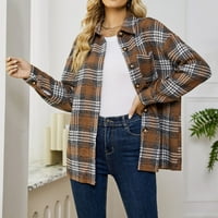 HwModou Ladies Casual Jackets jesenske zimske dugih rukava s dugim rukom vune s gumbom za košulje s košuljama