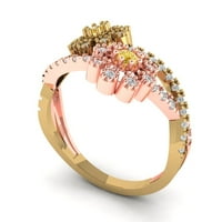 0. CT briljantni okrugli rez simulirani žuti dijamant 14K žuti ružičasti halo pasijans s naglascima veličine prstena