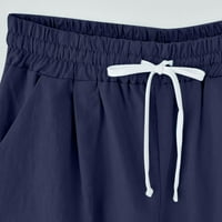 Ženske hlače u veličini, Plus size, ženske ljetne pamučne lanene hlače s printom pet točaka, Ležerne kratke hlače