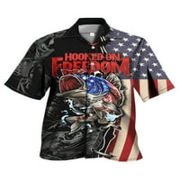 Muškarci majica skrenite dolje ovratnici majica za vrat muške redovito fit bluze Patriotic Tee 3xl