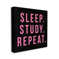 Studell Industries Studij za spavanje Ponovite crno -ružičastu studentsku tipografiju platno zidna umjetnost,