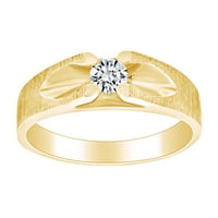 Poklon za Očev dan 0. Muški zaručnički prsten od bijelog prirodnog dijamanta okruglog karatnog oblika od 14 karatnog