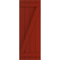 Ekena Millwork 1 2 W 37 H TRUE FIT PVC Four Board Pridružena ploča-n-batten roleta W Z-Bar, Fire Red