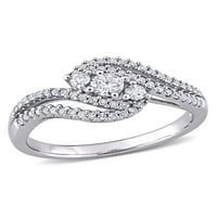 Carat T.W. Dijamantni 10KT bijelo zlato zaručnički prsten s tri kamena