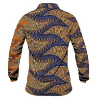 Hfyihgf muška polo majica s dugim rukavima etnička aztec print vrhovi bluza casual gumb gore skrenite na ovratnik