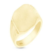 14K žuti zlato pozlaćeno sterling srebrni muški prstenovi - prsten za prijavu Phoebusa, Veličina prstena 12