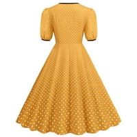Huaai žene Ljetne haljine Žene casual polka dot kratki rukav 1950 -ih kućanstva za večernju zabavu maturalna haljina