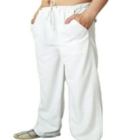 Muškarci elastično crtanje struka hlače dno muške labave hlače s džepovima salonke plaže povremene ljetne hlače