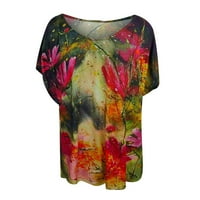 Ženska ležerna modna modna labava cvjetni print s V-izrezom vrhovi kratkih rukava bluza xl
