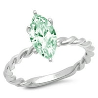 2CT Marquise Cut Green Simulirani dijamant 14K Veličina zaručnika bijelog zlata Veličina 10