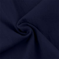 Pxiakgy ženske casual pamuk i o vrat Čvrsti kratki rukavi majica bluza bluza Tops mornarsko plava+m