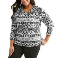 Ženski pulover od flisa veličine Plus-Size S izrezom u obliku slova M.
