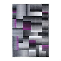 Moderni pravokutni tepih u crnoj, sivoj, ljubičastoj boji, 5' 7'