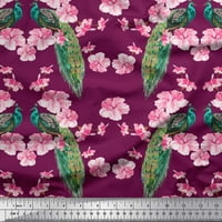 Tkanina Od Poli Georgette s cvjetnim printom s paunovim pticama širokim jardom